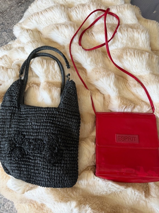 Esprit Handbags - 2 for 1 vintage 90’s summer Esprit Red Patent Crossbody Bag & black knit floral